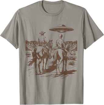 Ufo Western Alien Retro Vintage 90s Funny Rodeo Cowboy Men T-Shirt