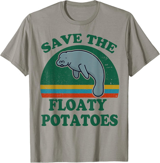 Manatee-Shirt Save The Floaty Potatoes Funny Chubby Mermaid T-Shirt