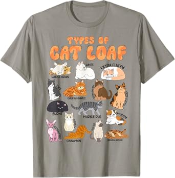 Types of Cat Loaf Cute Teen Girl Tabby Tuxedo Cat Mom Funny T-Shirt