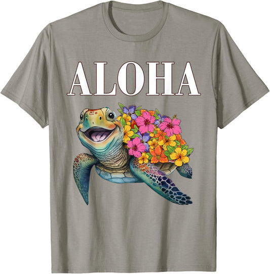 Aloha Hawaii Hawaiian-Shirt Turtle Hibiscus Kids Girl Women T-Shirt