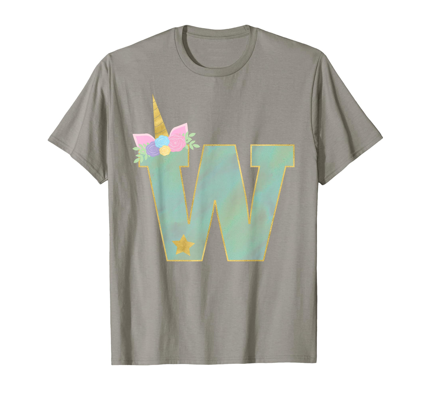 Initial Letter W Unicorn Monogram for Girls Unicorn Birthday T-Shirt