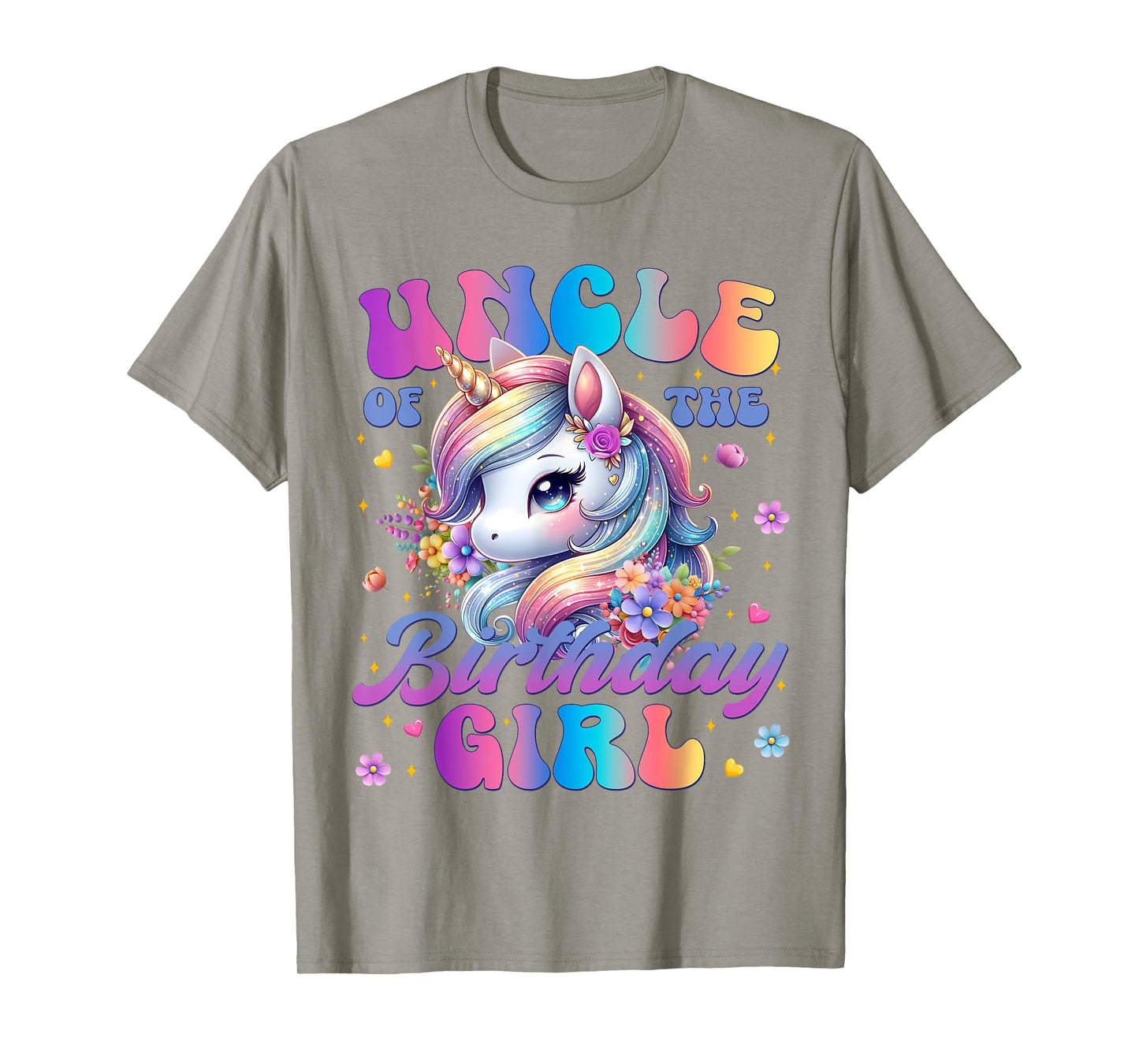 Uncle Of The Birthday Girl Unicorn Flower Family Matching T-Shirt