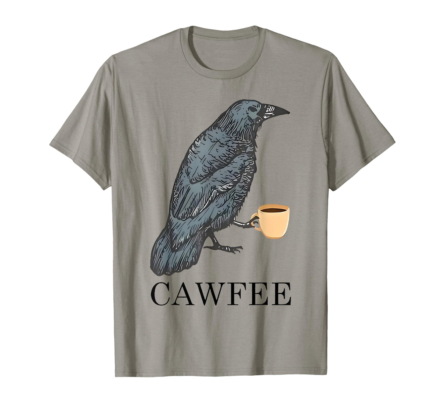 Cawfee - Funny Crow Coffee Drinking Pun Caffeine Funny Bird T-Shirt
