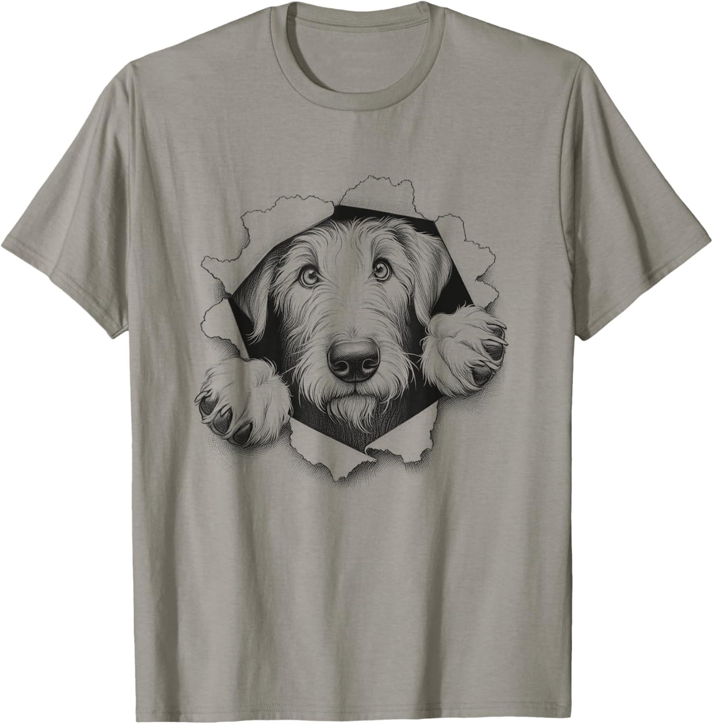 Funny Irish Wolfhound Dog Peeking Design T-Shirt