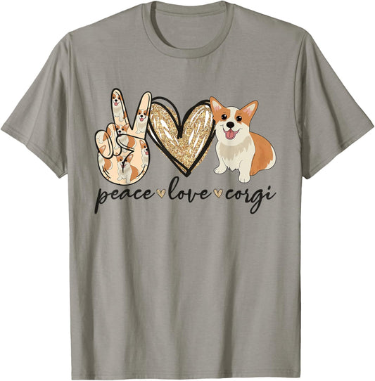Peace Love Corgi Cute Dog Mom Mother's Day Gift Corgi Lover T-Shirt