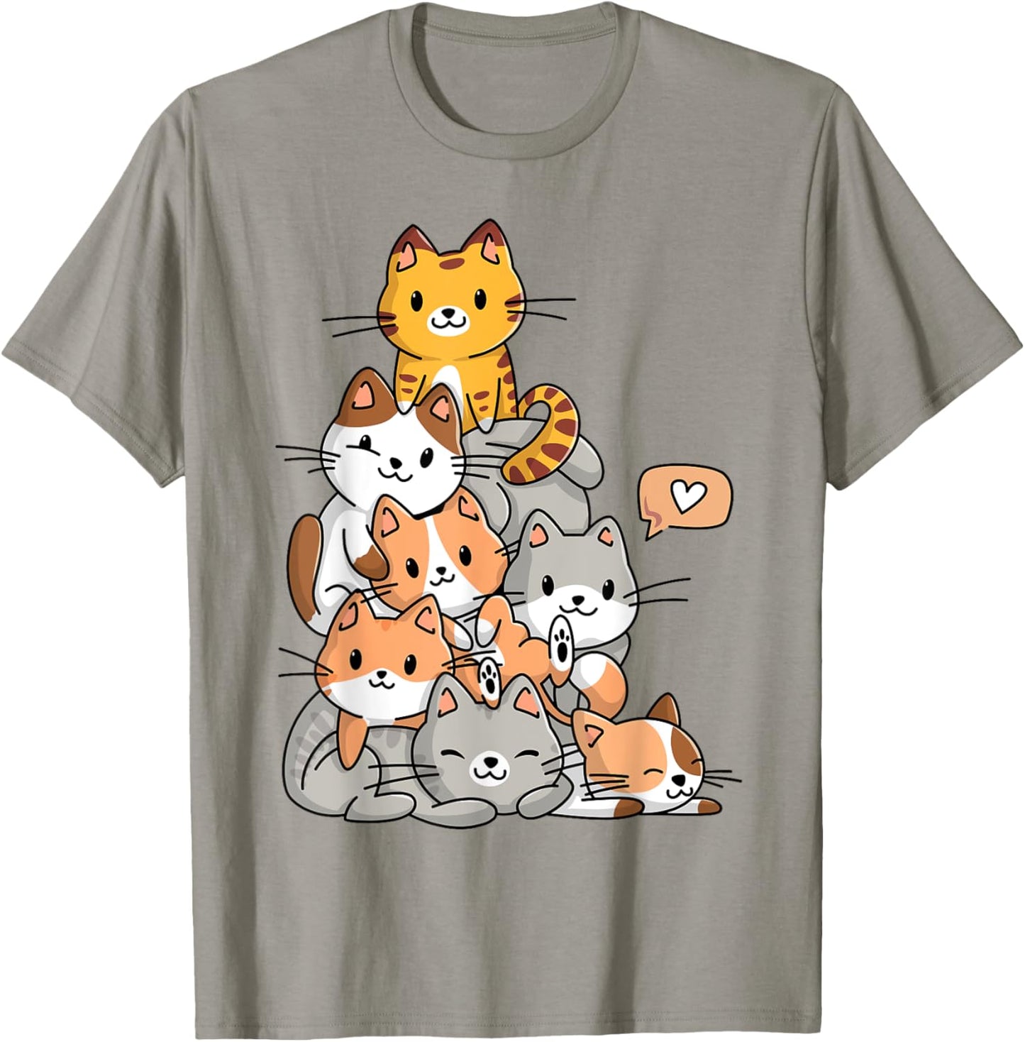 Cute Kawaii Cat Kitty Meowtain Cats Pile Chibi Women Girls T-Shirt