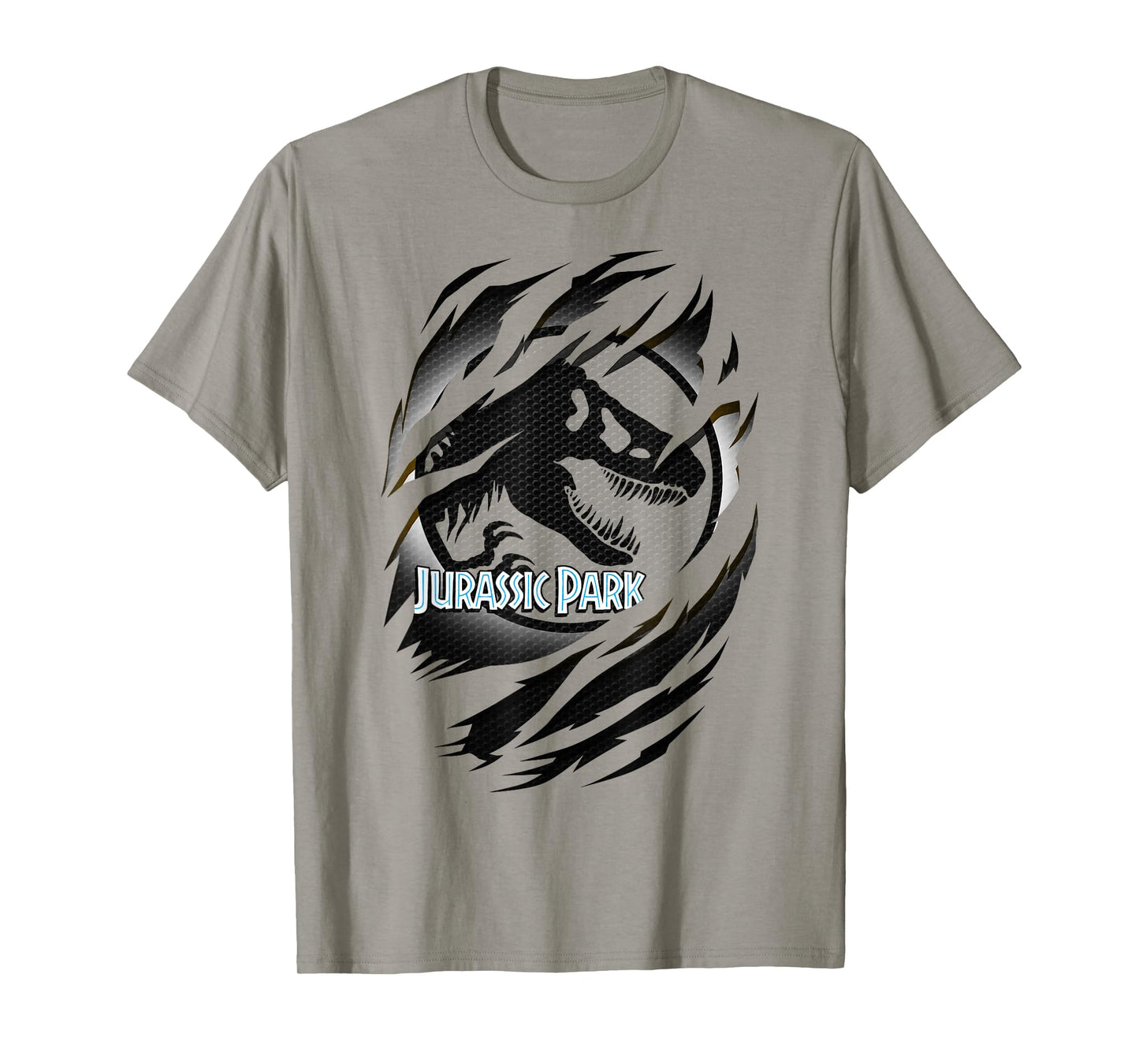 Jurassic Park Slashed White Glow T-Rex Logo Graphic T-Shirt T-Shirt