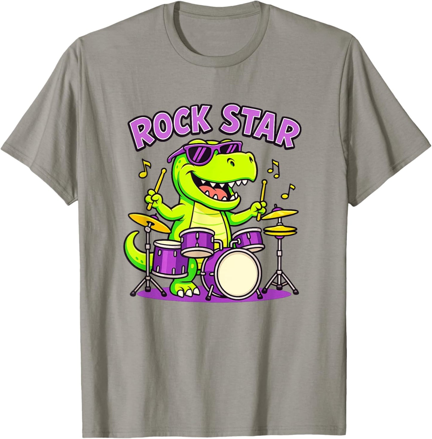 Dinosaur Rock Star Drummer T-Rex Funny Music Lover T-Shirt