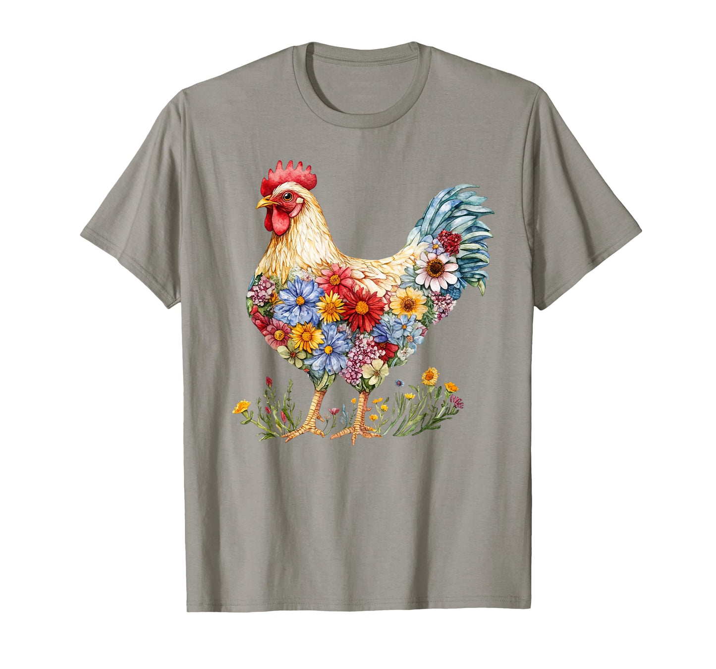 Floral Chicken Lover Wildflower Chicken Mom Gardening Top T-Shirt