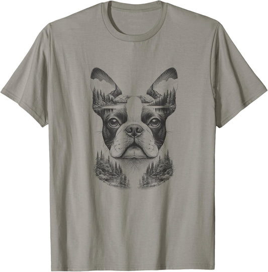 Boston Terrier Dog Bostie Nature Memorial Design Idea T-Shirt