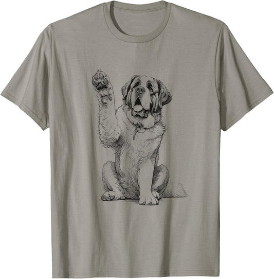 St Bernard Raising Paw Design For Dog Owner T-Shirt