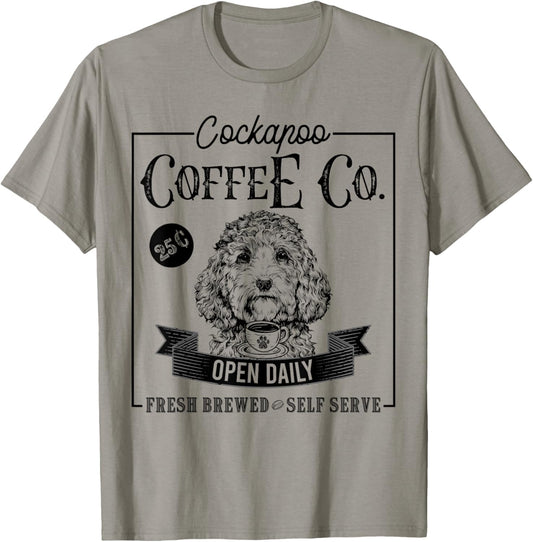 Retro Cockapoo Coffee Funny Doodle Dog Mom Coffee Lover T-Shirt