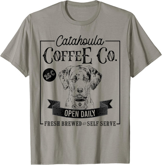 Retro Catahoula Leopard Dog Coffee Funny Dog Coffee Lover T-Shirt