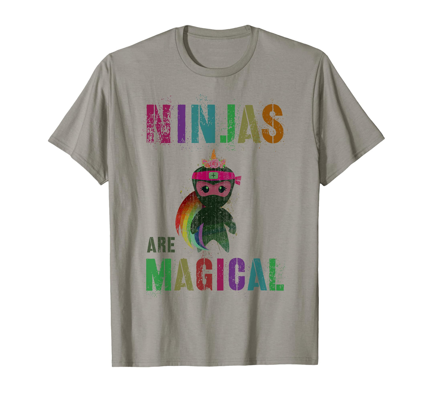 Kawaii NINJAS ARE MAGICAL Rainbow Unicorn Girls Kids My Pink T-Shirt