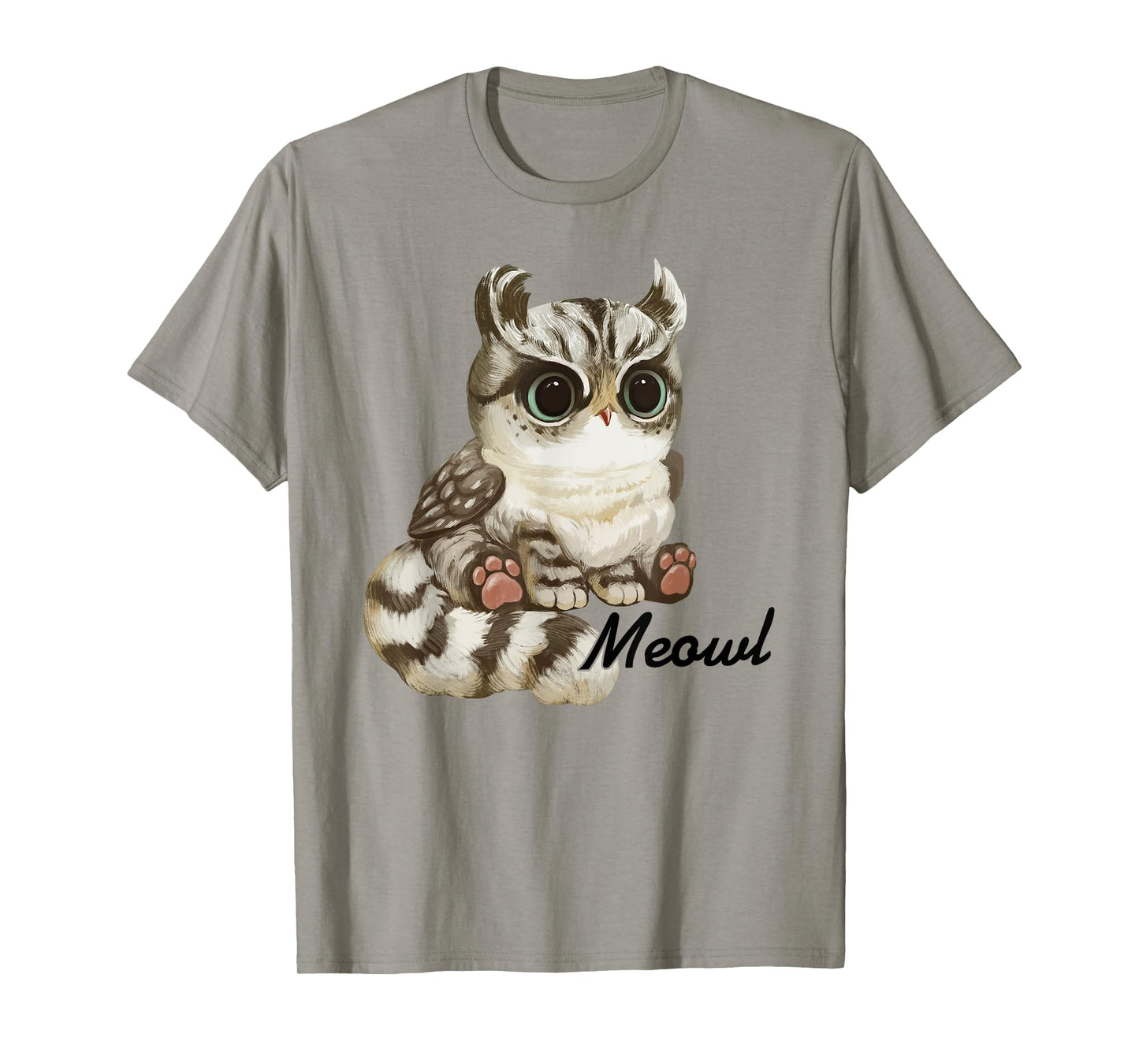 Meowl Cat Owl Animals Yellow Eyes Cute Funny Men Women T-Shirt