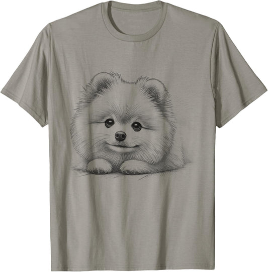Cute Pomeranian Peeking Pom Dog Design Idea T-Shirt