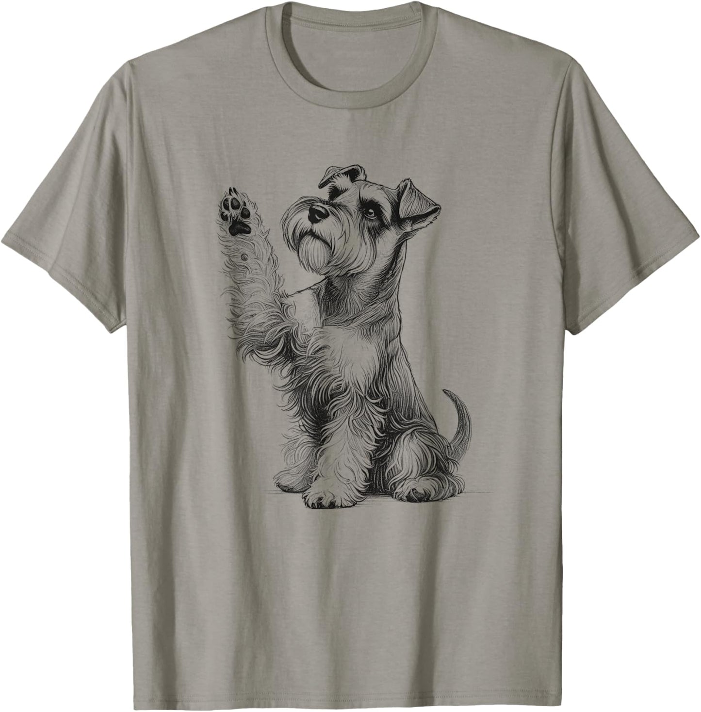Mini Miniature Schnauzer Dog Raising Paw Love Design Idea T-Shirt