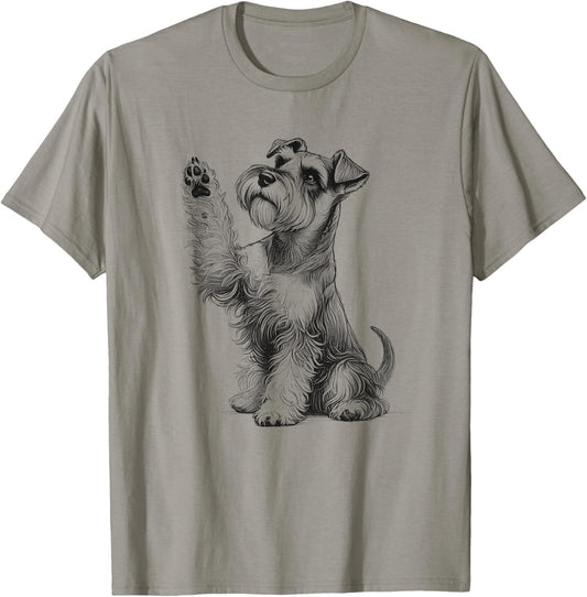 Mini Miniature Schnauzer Dog Raising Paw Love Design Idea T-Shirt