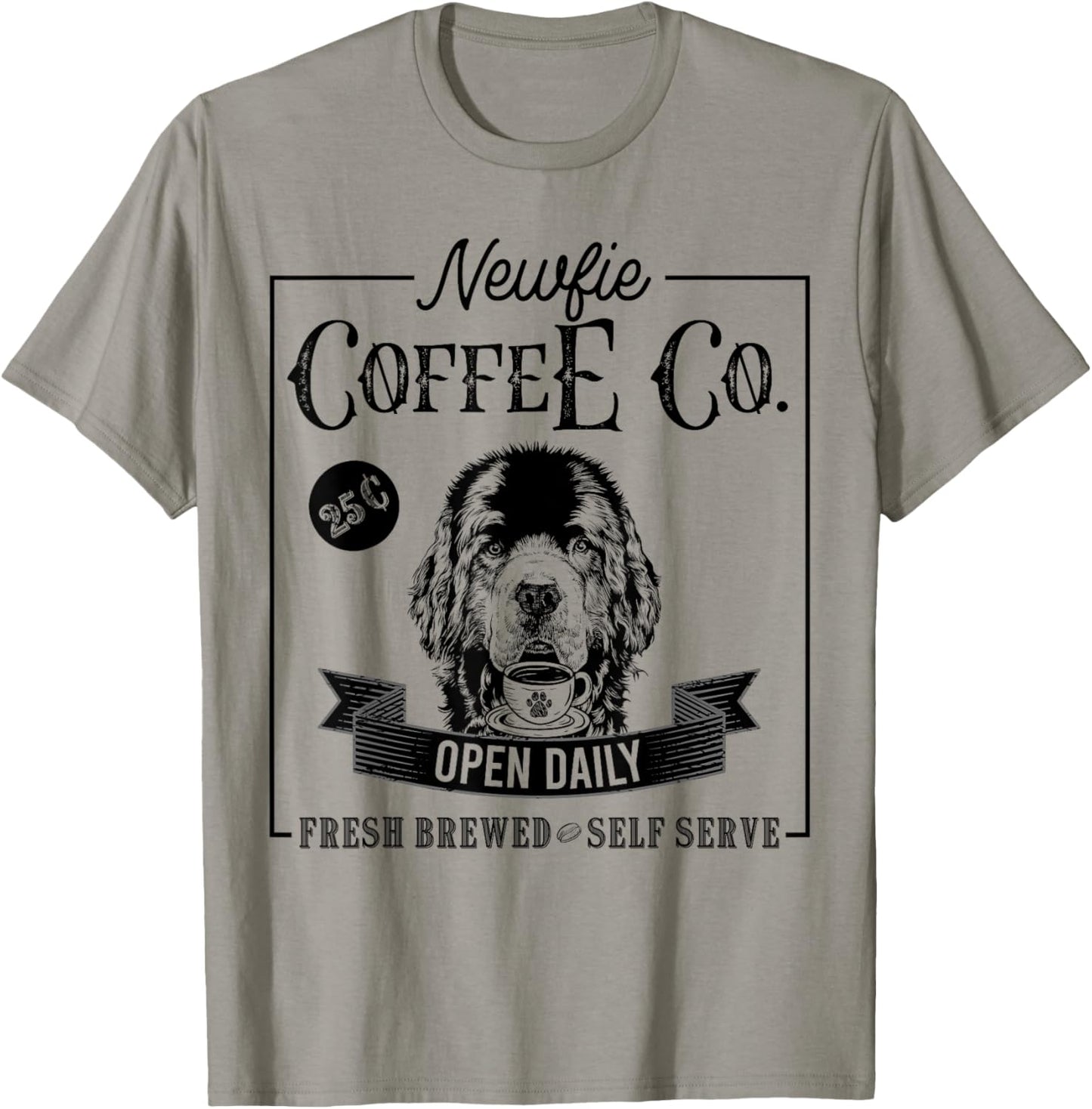 Retro Newfoundland Dog Coffee Funny Dog Mom Coffee Lover T-Shirt
