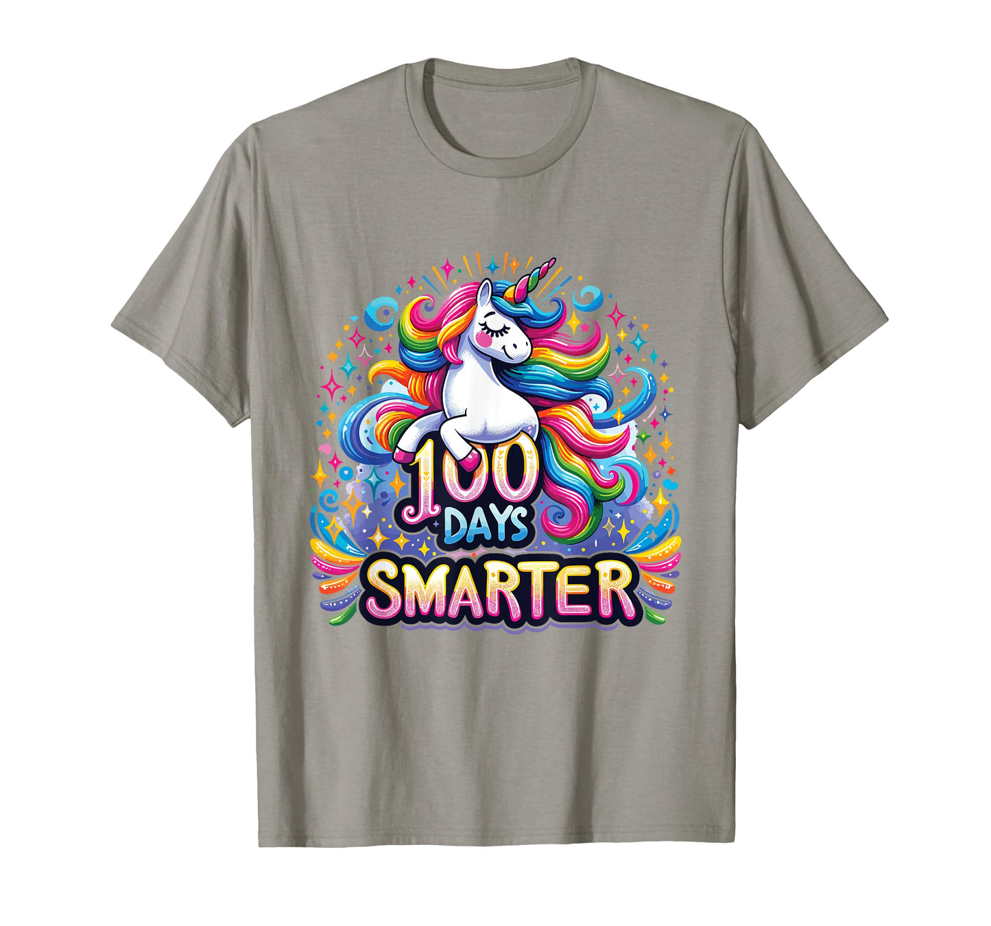 100 Days Smarter Unicorn Girls Teacher 100th Day of School T-Shirt