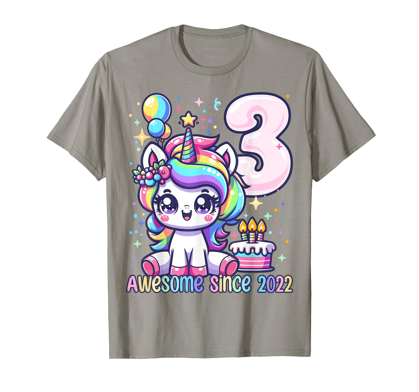 Unicorn 3rd Birthday 3 Year Old Unicorn Party Girls Outfit T-Shirt