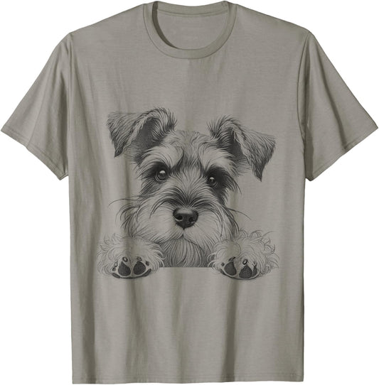 Cute Mini Miniature Schnauzer Peeking Dog Design Idea T-Shirt