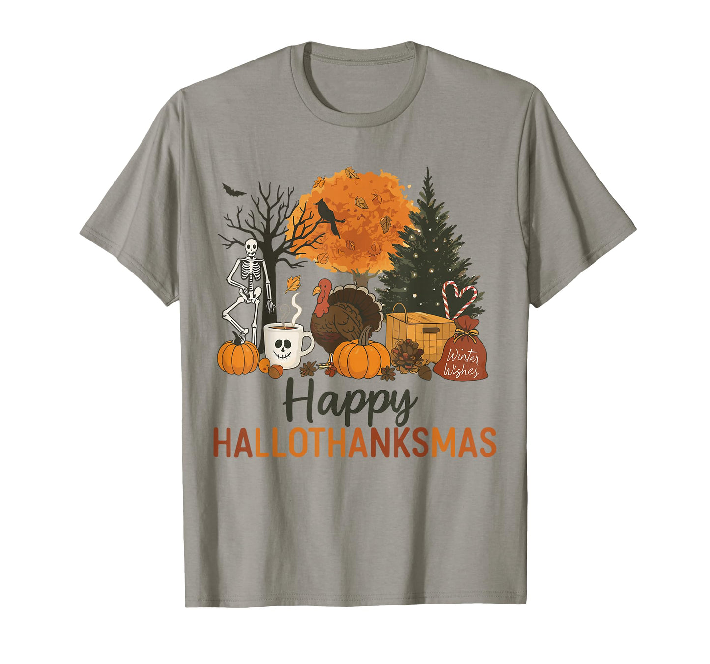 Halloween Thanksgiving Christmas Turkey Happy HalloThanksMas T-Shirt