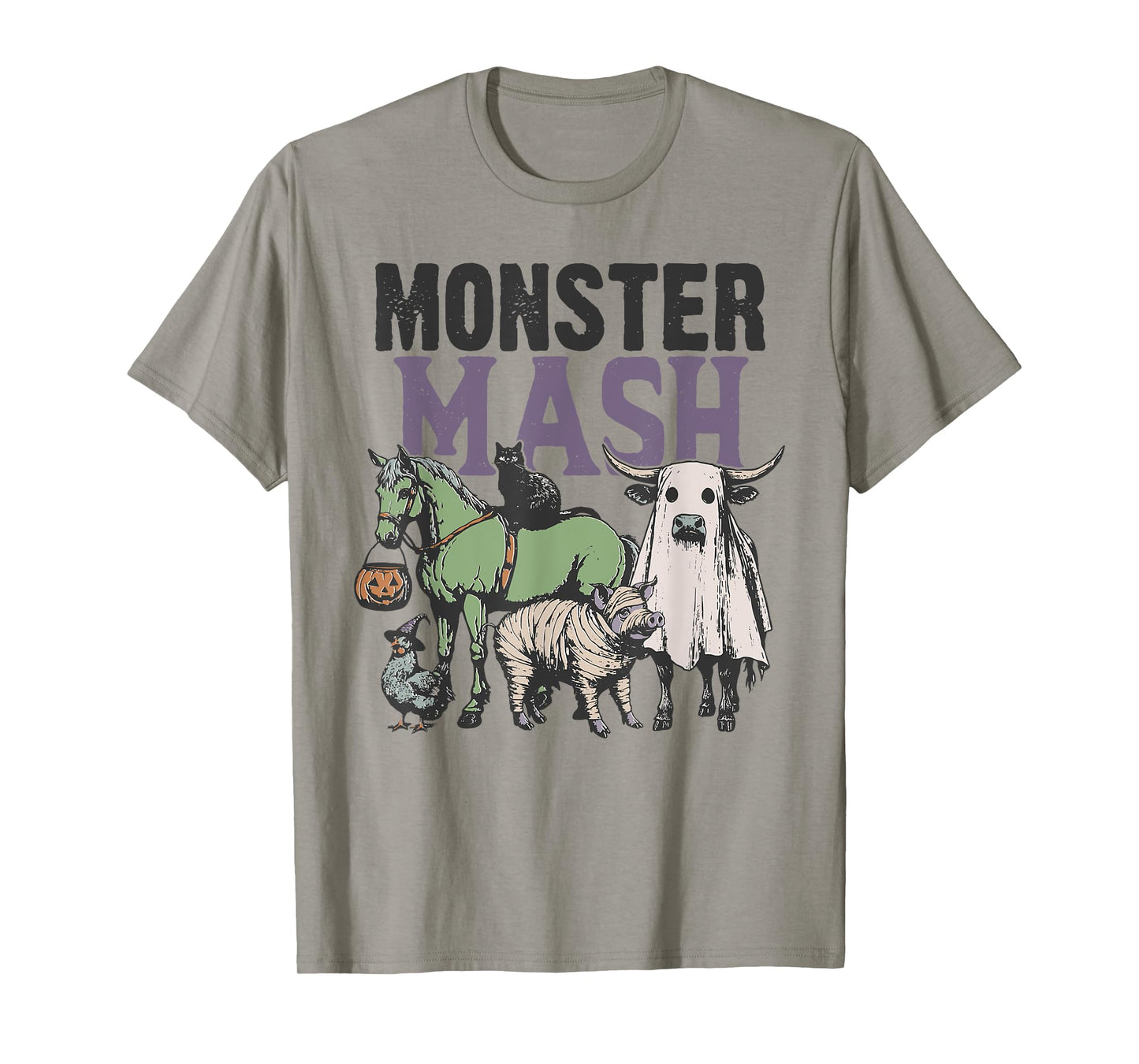 Monster Mash Country Halloween Farm Animal Horse Ghost Cow T-Shirt