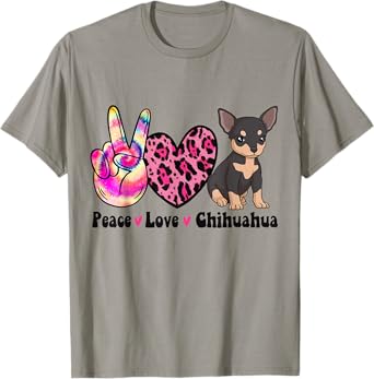 Tie Dye Peace Love Leopard Black And Tan Chihuahua Dog Lover Men Women T-Shirt