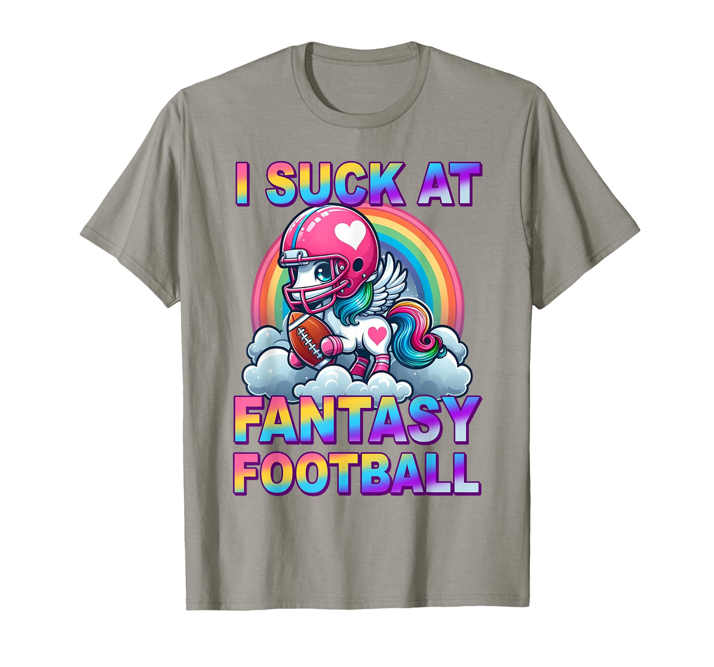 Funny I Suck At Fantasy Football Unicorn Rainbow Loser Meme T-Shirt