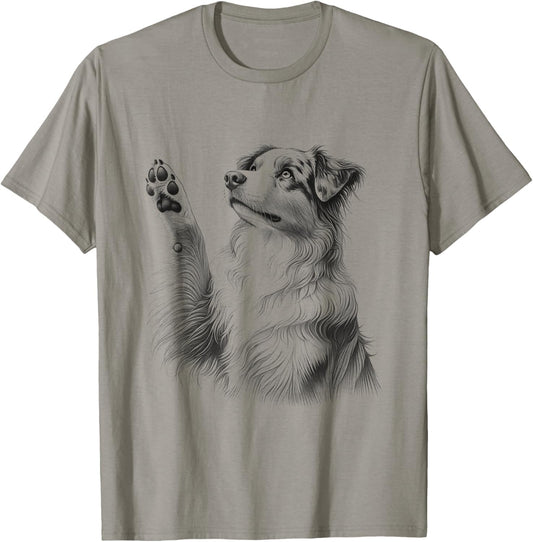 Australian Shepherd Raising Paw Dog Aussie Design Idea T-Shirt