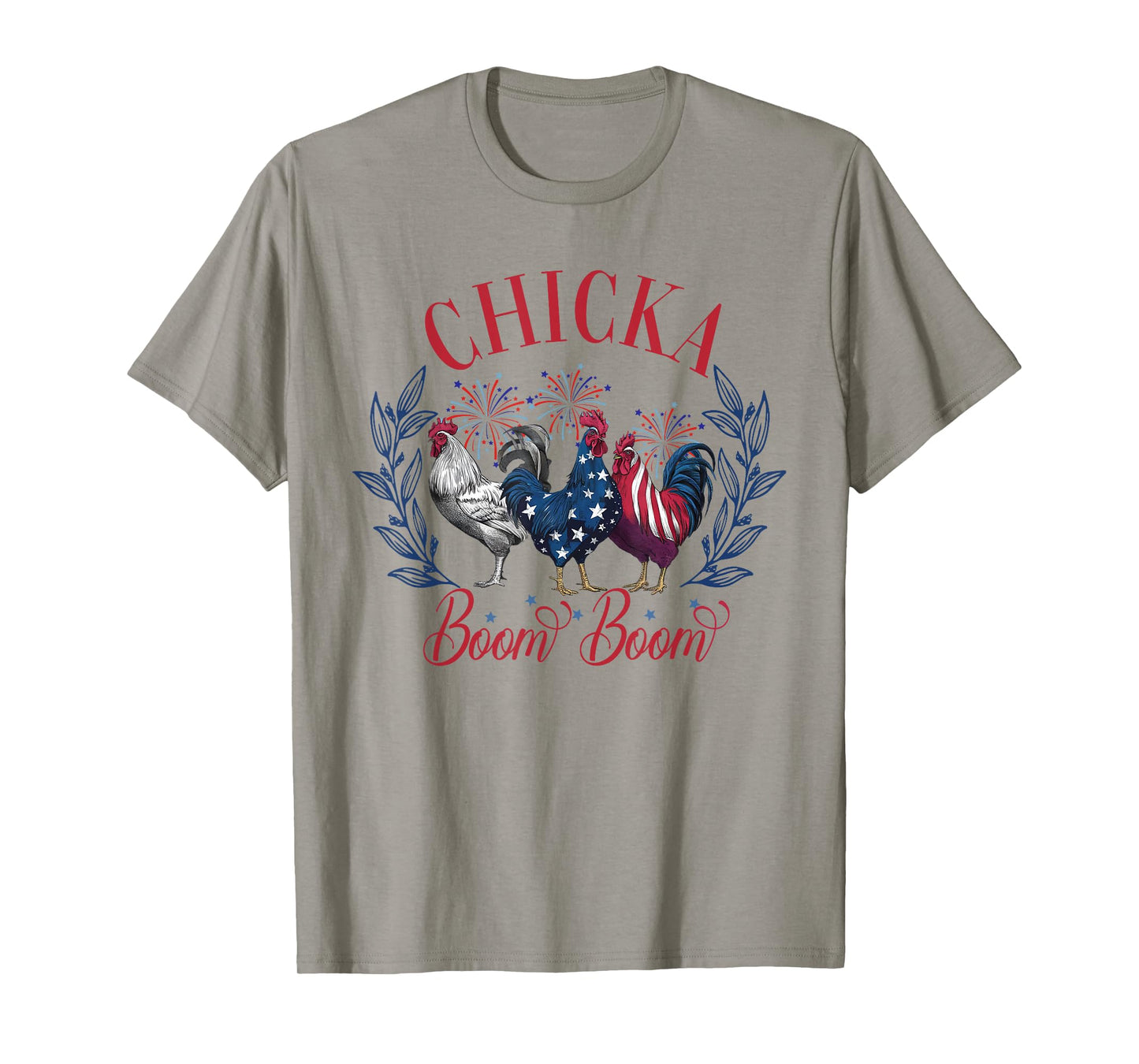 Chicka Boom Boom Cute Chicken Retro 4th of July America T-Shirt for Women Men