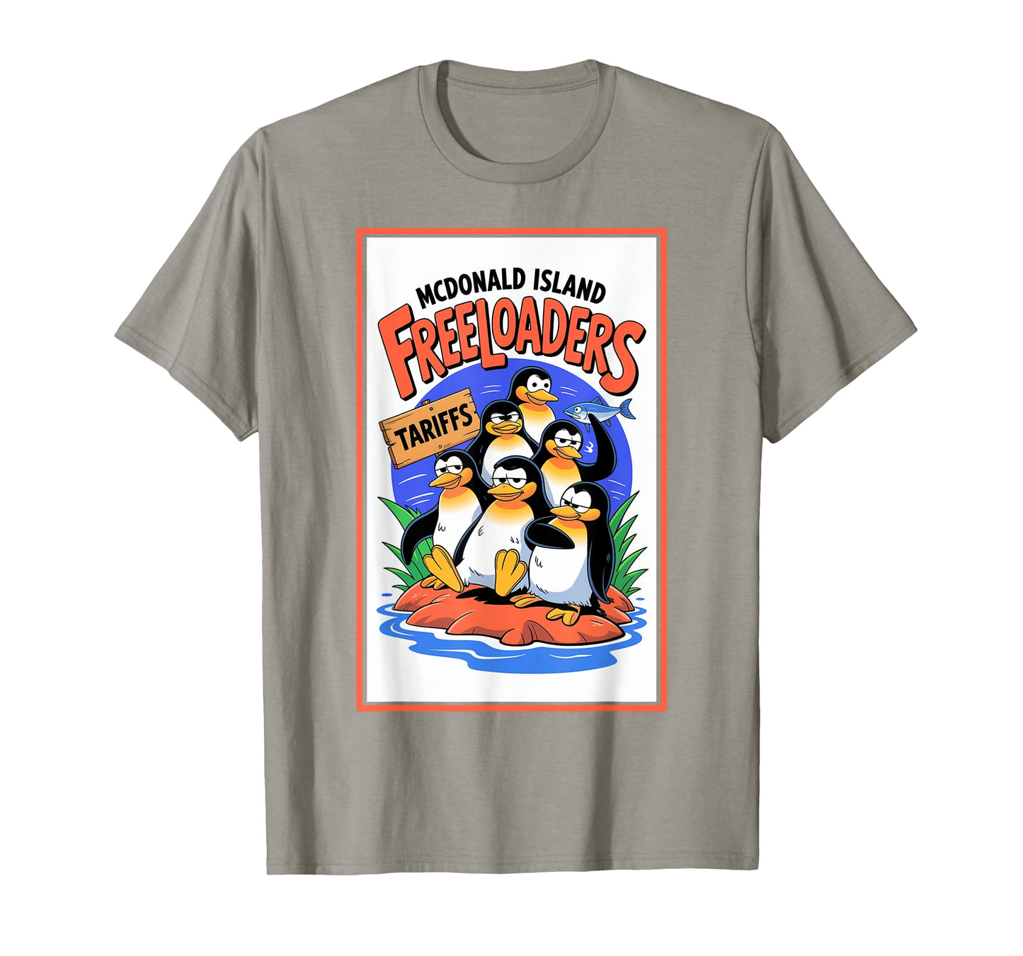 Funny Political Injustice Tariffs McDonald Island Penguins T-Shirt