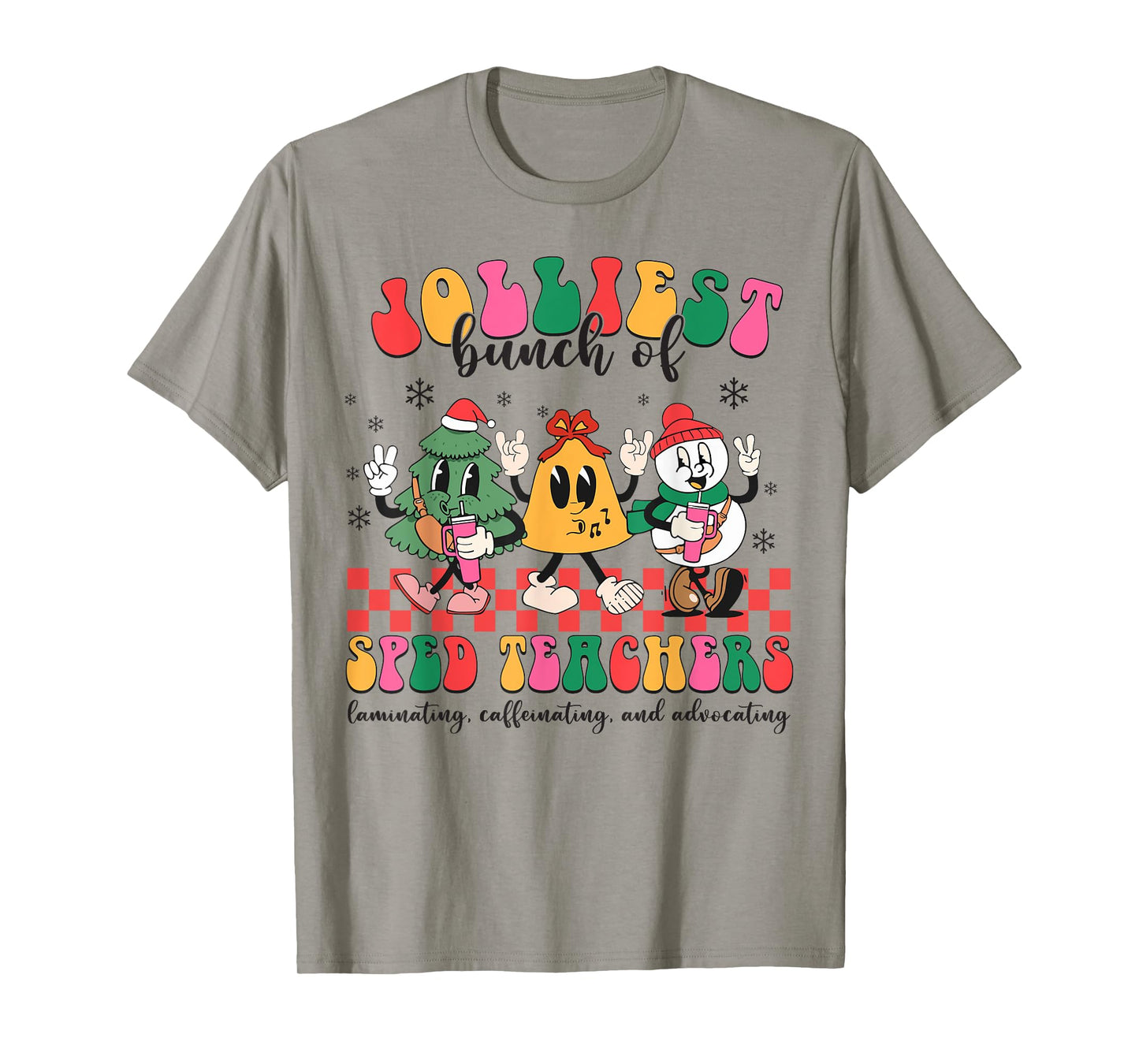 Christmas Jolliest Bunch Of Sped Teachers Cute Groovy Xmas T-Shirt