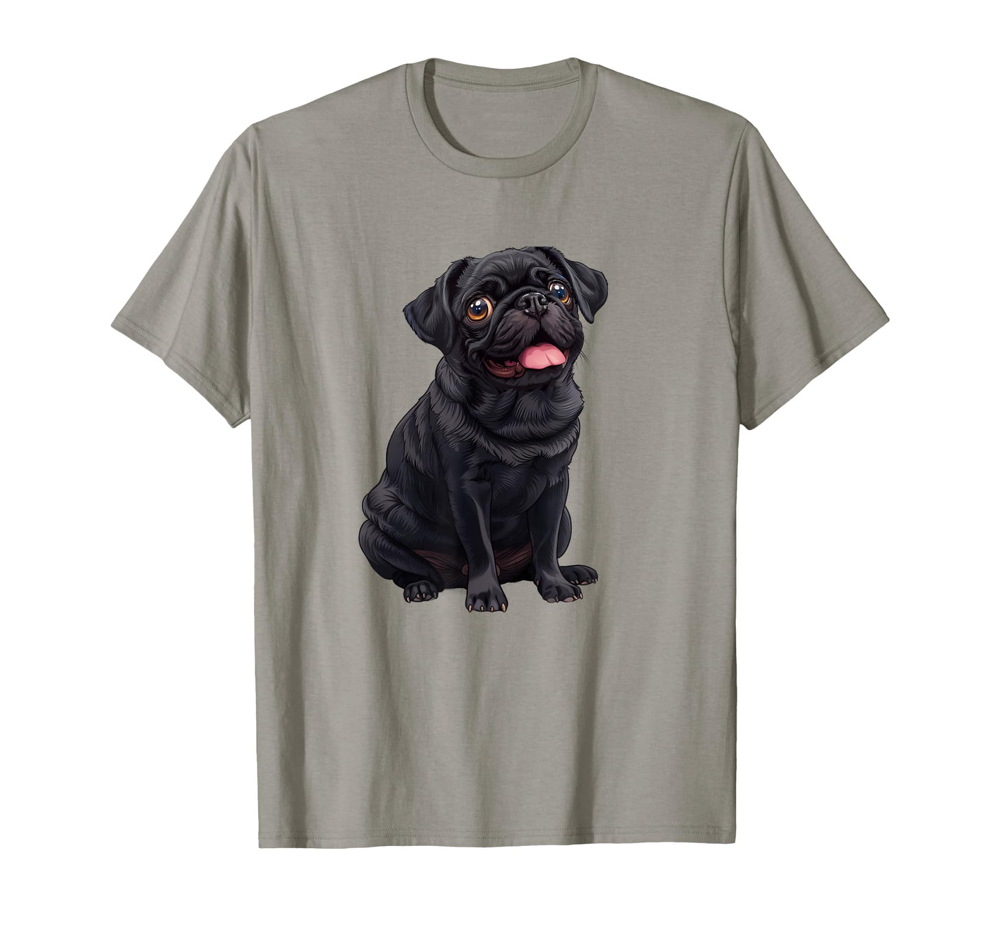 Funny Mens Womens & Kids Happy Panting Black Pug Lover T-Shirt