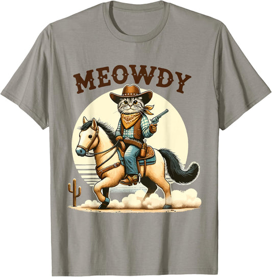 Meowdy Partner Cat Cowboy Horse Howdy Funny Country Western T-Shirt
