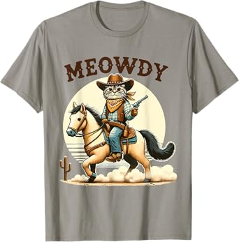 Meowdy Partner Cat Cowboy Horse Howdy Funny Country Western T-Shirt