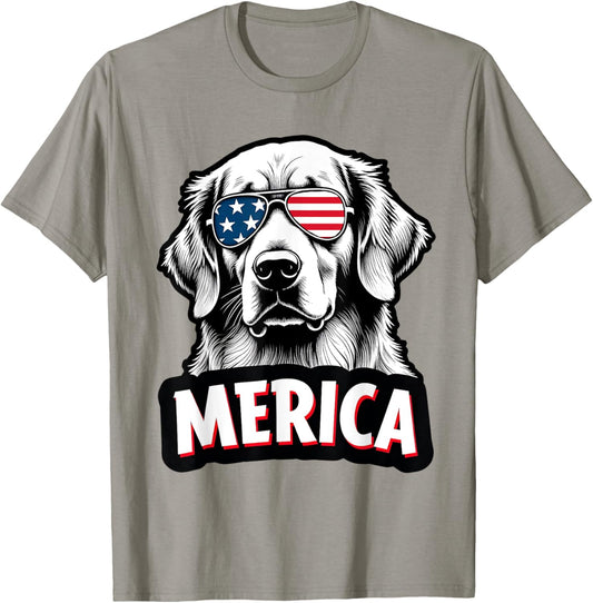 golden retriever 4th of july Men Women Kids Funny Patriotic T-Shirt