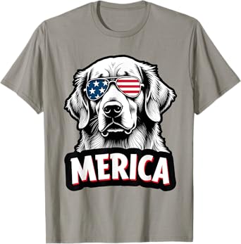 golden retriever 4th of july Men Women Kids Funny Patriotic T-Shirt