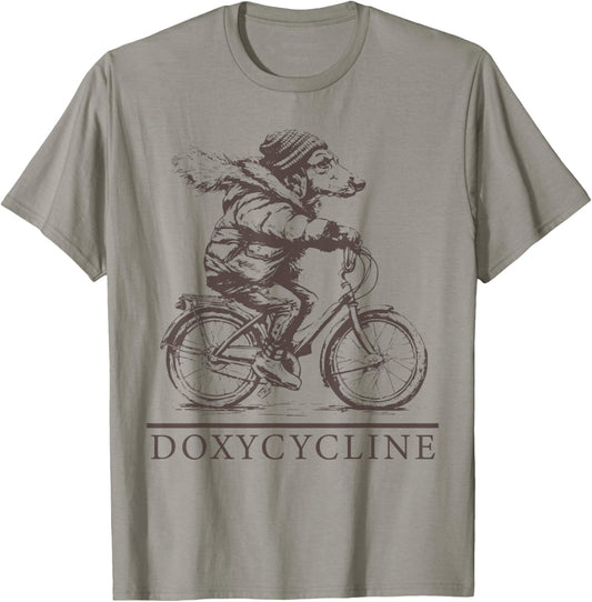 Doxycycline Pharmacy Dog T-Shirt for Pharmacy Students, Pharmacists, Pharma Technicians - Unisex Grey Short Sleeve Classic Fit Cotton T-Shirt