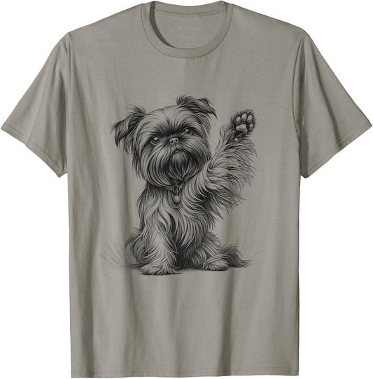Brussels Griffon Dog Raising Paw Design T-Shirt