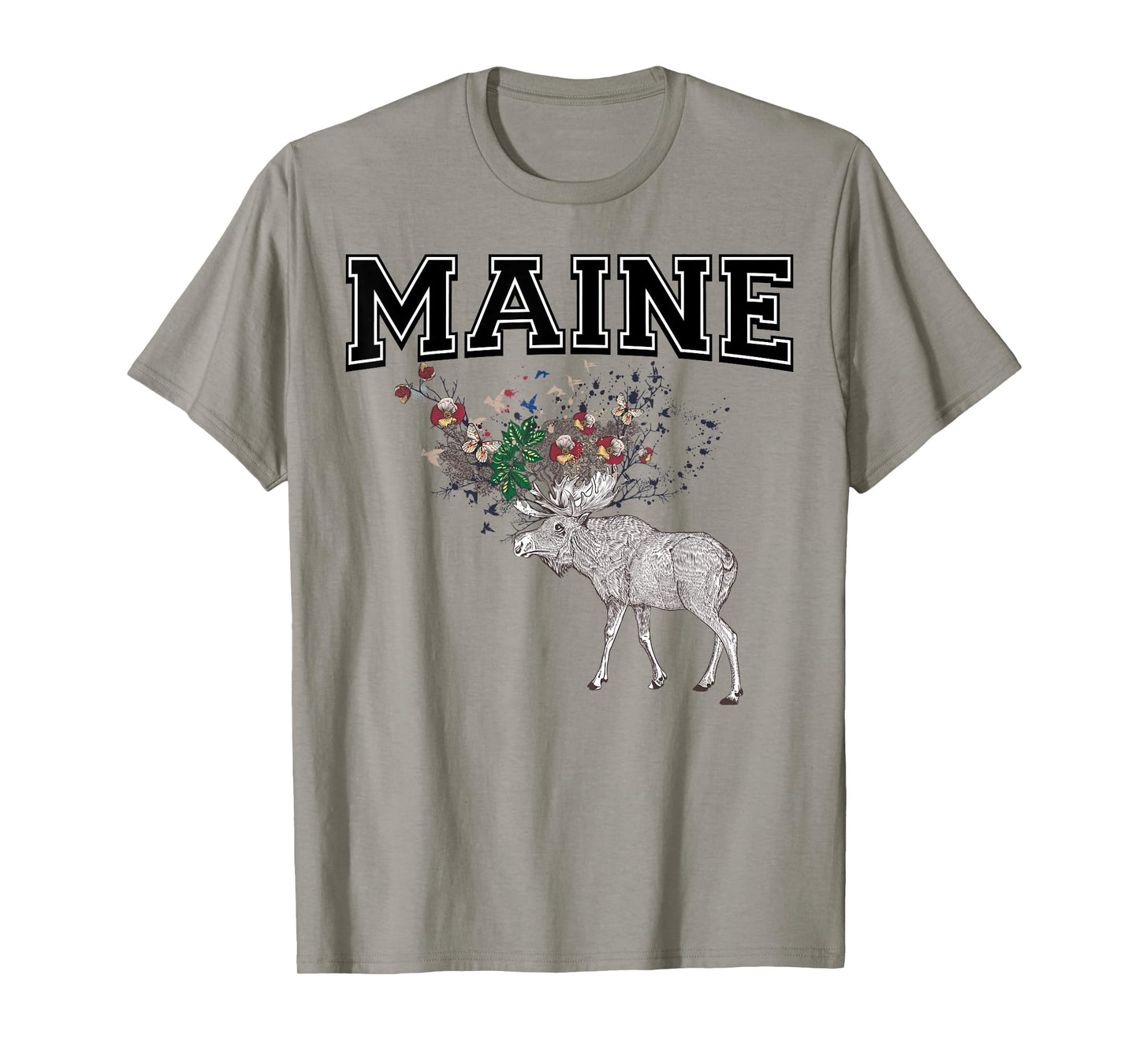 Maine Shirts Sweatshirts Hoodies Designs Co. Unisex-Adults Maine Moose Animal T-Shirt Gift for Men Women and Kids T-Shirt Blue Small Classic Fit Crew Neck Short Sleeve