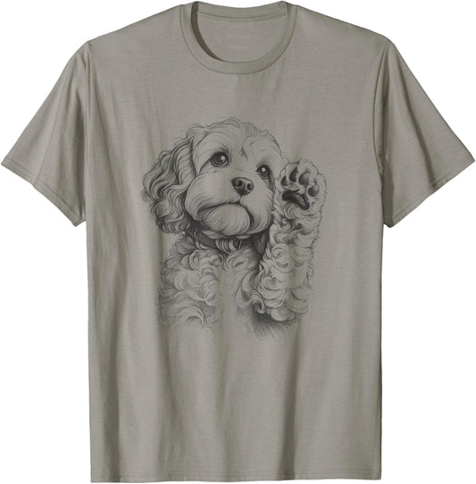 Cavapoo Dog Paw Love Design T-Shirt