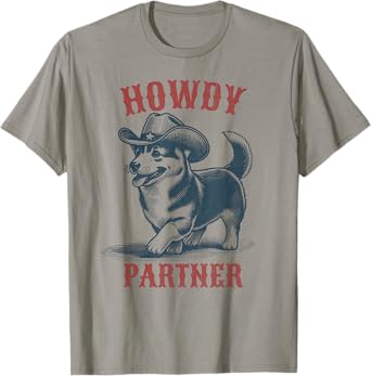Howdy Partner - Ready for Rodeo - Cowboy Corgi Dog T-Shirt