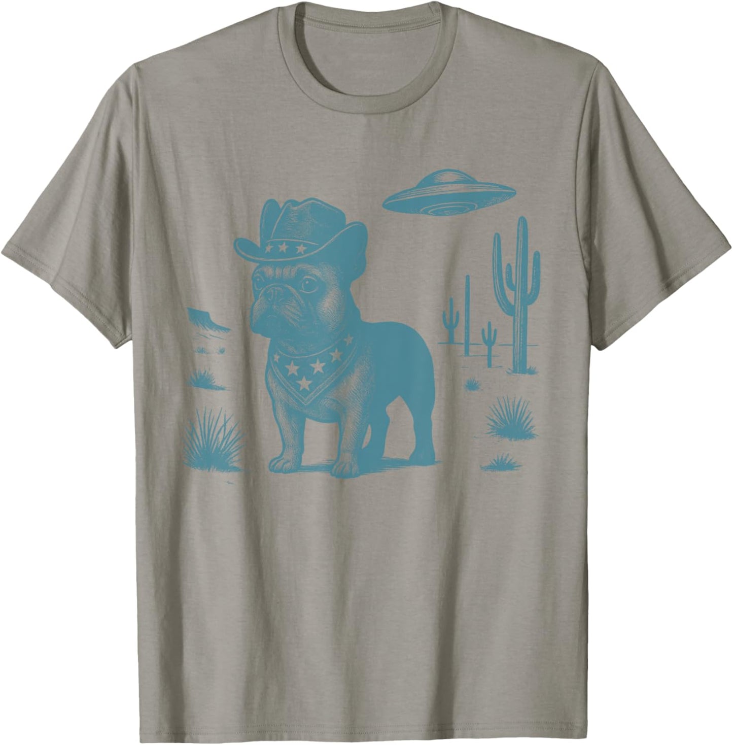 French Bulldog Cowboy Vintage UFO Western Country Dog Lovers T-Shirt