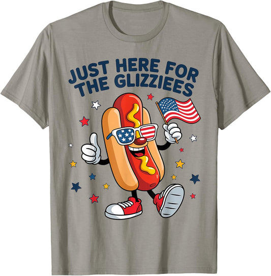 I'm Just Here For The Glizzies Funny Fourth of July Wiener T-Shirt