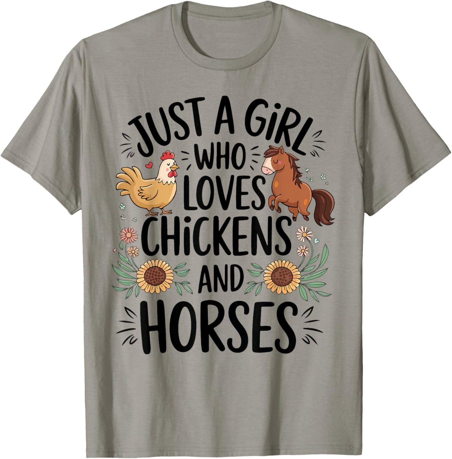 Just A Girl Who Loves Chicken & Horses Farming Farmer Women T-Shirt