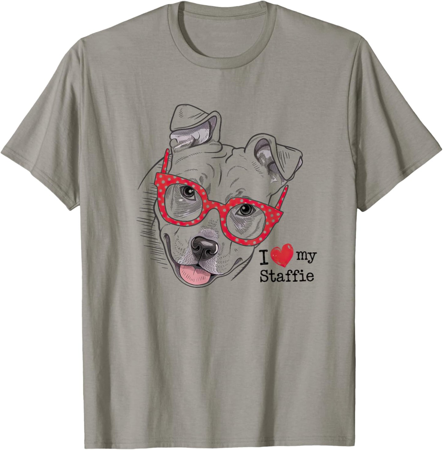 Cute Staffie Dog Sketch Art Staffordshire Bull Terrier T-Shirt