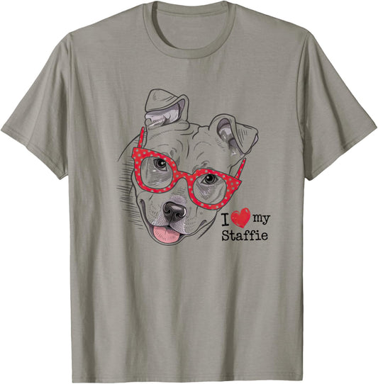 Cute Staffie Dog Sketch Art Staffordshire Bull Terrier T-Shirt
