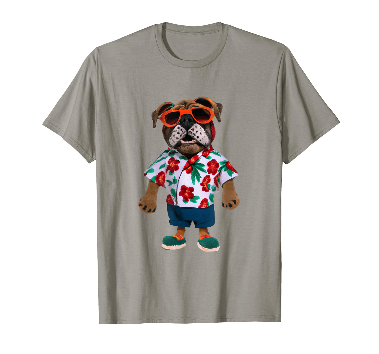 Bulldog Wearing A Hawaiian Shirt T-Shirt